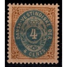 1896 - Dansk Vestindien - AFA 7B - ret ramme - Frimærke - Ustemplet.
